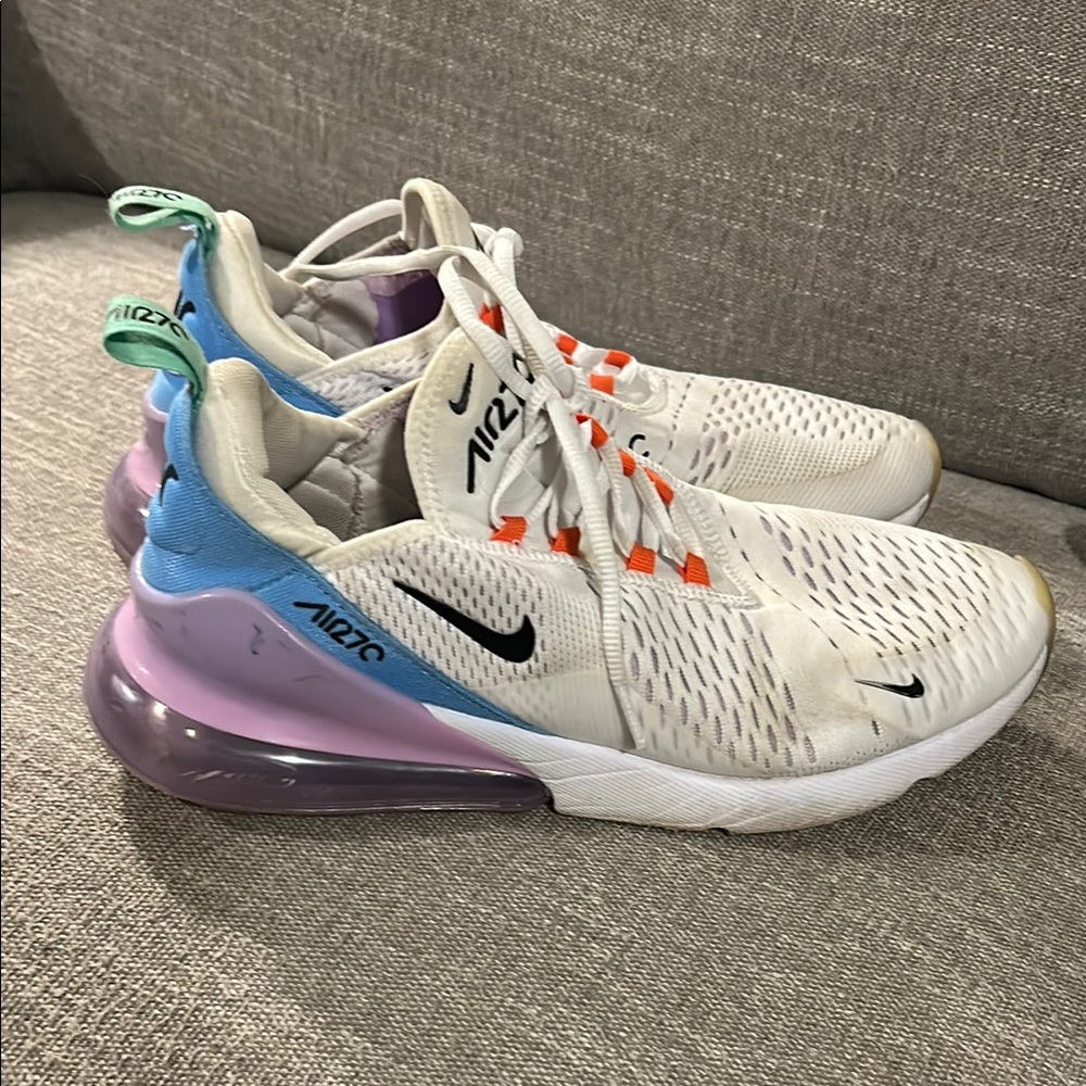 Nike Air Max 270 White with Orange and Blue Accents